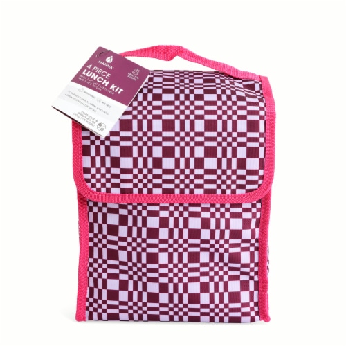 Manna 4 Piece Lunch Kit - Rasberry Blocks Perspective: front