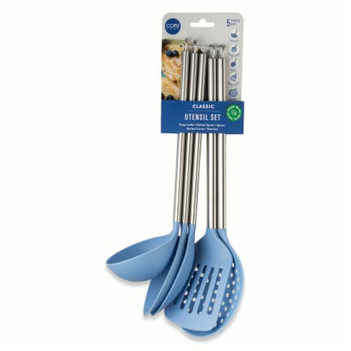 Core Home 5 Piece Classic Utensil Set  -  Blue Perspective: front