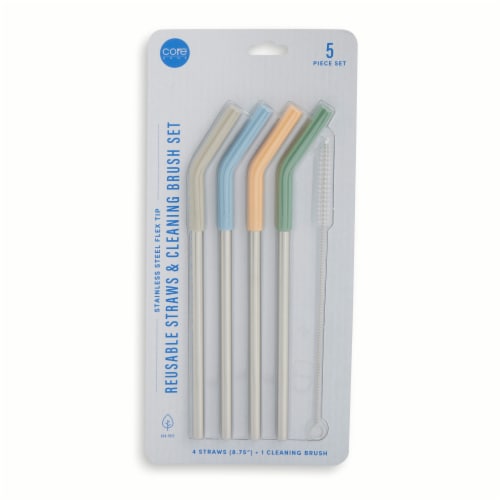 Core Home Reusable Straws & Cleaning Brush Set Perspective: front