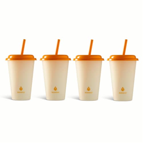Core Home Kids Color Changing Tumblers With Straws Orange Perspective: front
