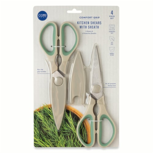 Core Home Comfort Grip Kitchen Shears With Sheath - Grey Perspective: front