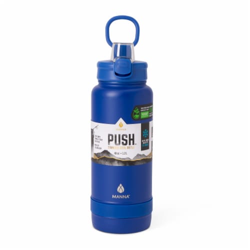 Manna™ Push™ Bottle Blue Leaves Perspective: front