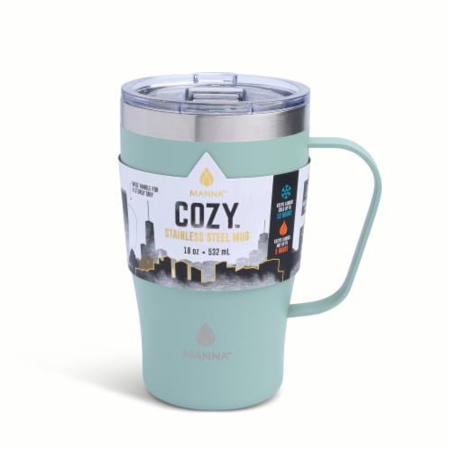 Manna™ Cozy™ Stainless Steel Coffee Mug - Green Powder Coat Perspective: front