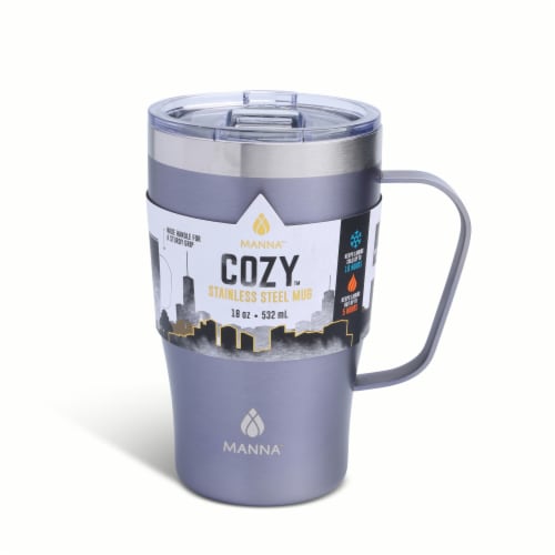 Manna™ Cozy™ Stainless Steel Coffee Mug - Purple Metallic Perspective: front