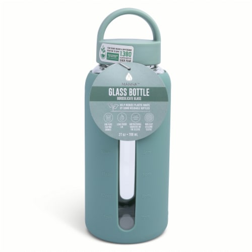 Manna™ Glass Water Bottle - Green Perspective: front