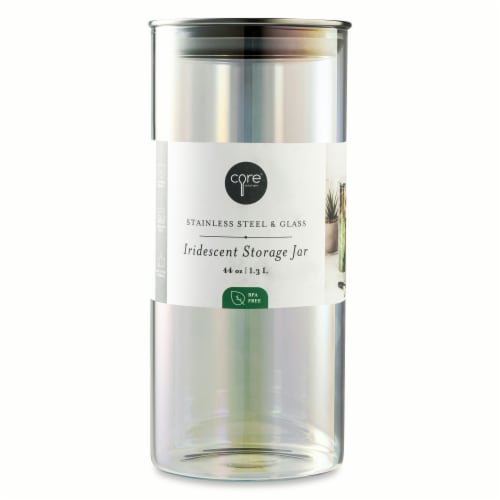 Core Kitchen Stainless Steel & Glass Iridescent Storage Jar Perspective: front
