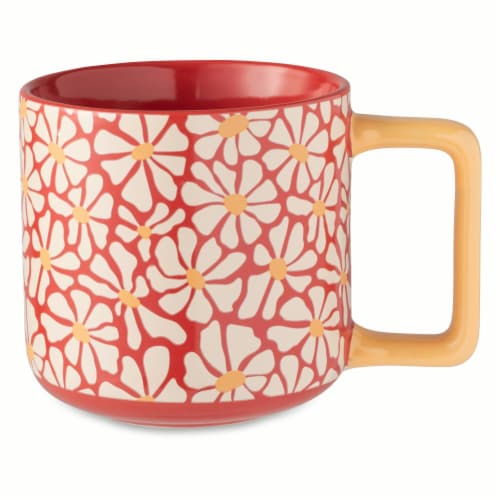 Core Home™ Square Handle Mug - Retro Floral Perspective: front