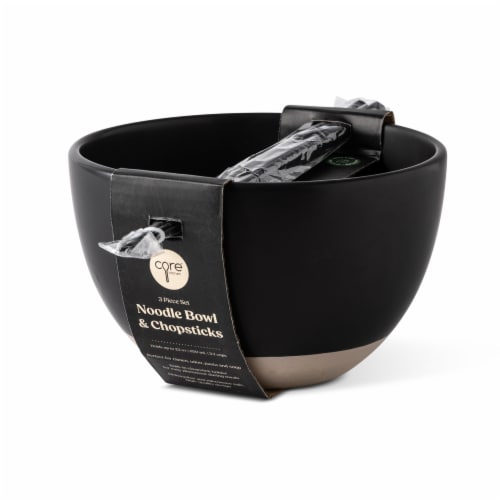 Core Kitchen Black Noodle Bowl & Chopsticks Perspective: front