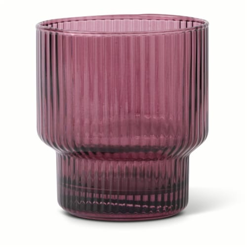 Core Home Ribbed Double Old Fashioned Glass - Purple Perspective: front