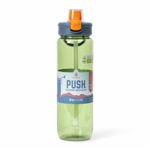 Manna® Push™ Water Bottle - Green Perspective: front