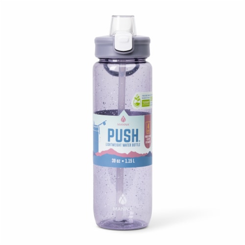 Manna™ Push™ Water Bottle - Purple Perspective: front