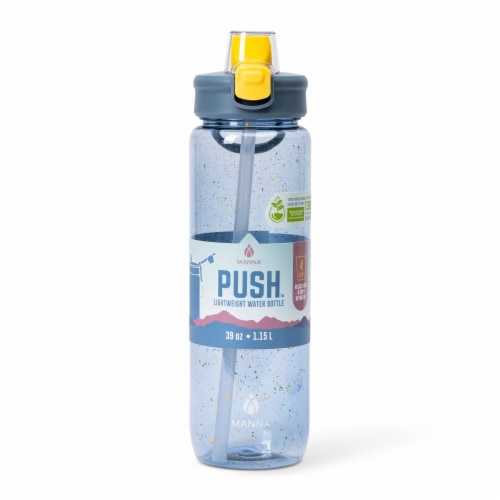 Manna™ Push™ Water Bottle - Blue Perspective: front