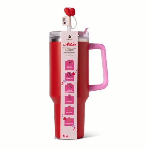 Manna Valentines™ Atlas Stainless Steel Tumbler - Red Perspective: front