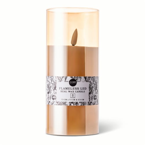 Core Home Flameless LED Real Wax Jar Candle Large - Amber Perspective: front