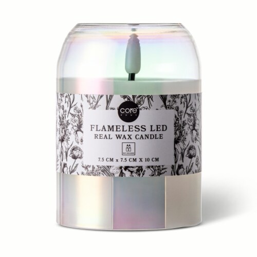 Core Home Flameless LED Glass Bullet Real Wax Jar Candle Extra Small - Iridescent Perspective: front