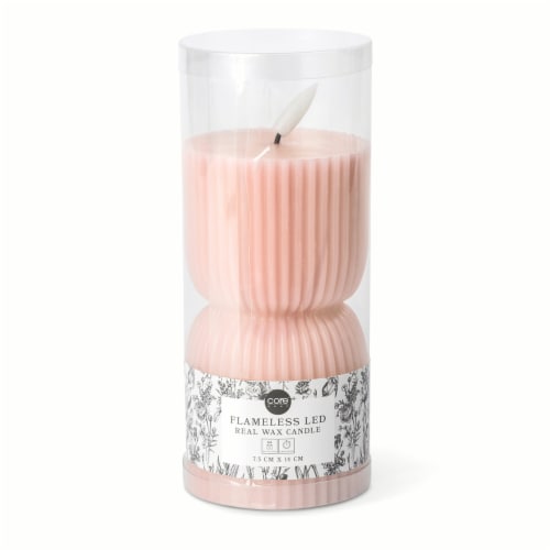 Core Home™ Small Flameless LED Pillar Wax Candle - Pink Perspective: front