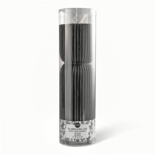 Core Flameless LED Pillar Wax Candle Black Large Perspective: front