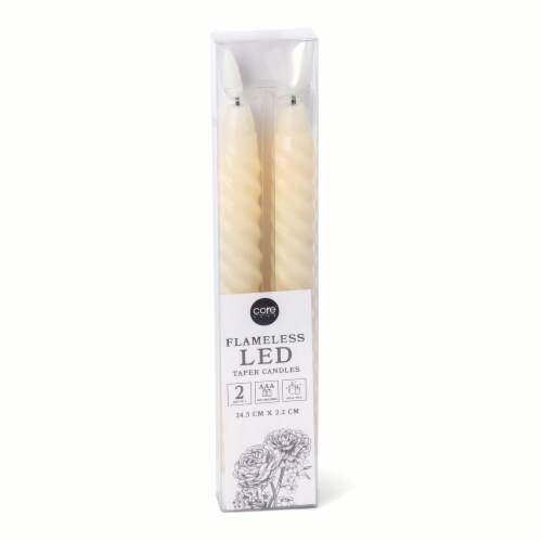 Core Home™ Flameless LED Twisted Taper Wax Candles - Cream Perspective: front