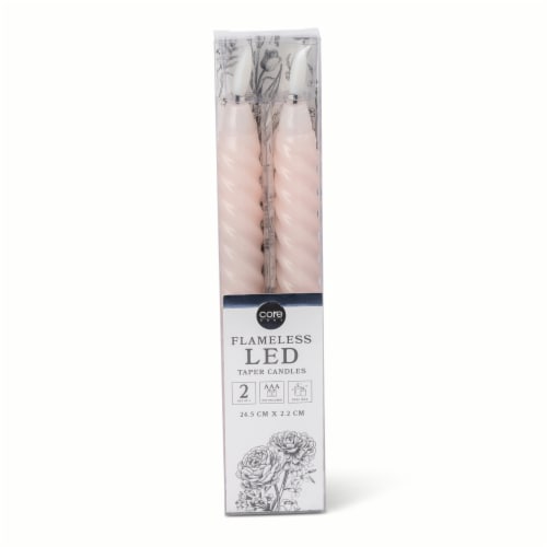Core Home™ Flameless LED Twisted Taper Wax Candles - Pink Perspective: front