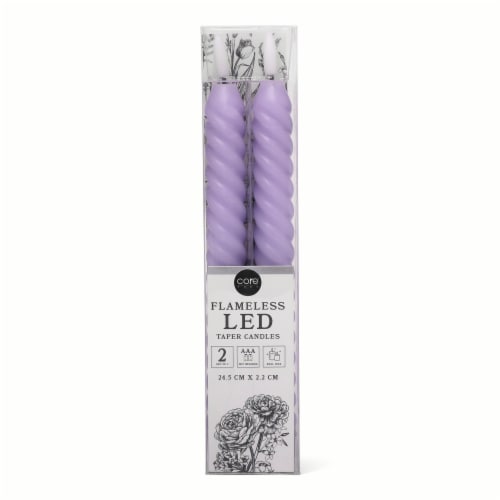 Core Home Flameless LED Twisted Taper Candles - Purple Perspective: front