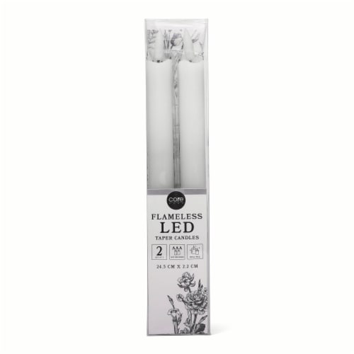 Core Home Flameless LED Wavy Taper Candles - White Perspective: front