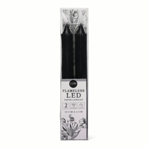 Core Home Flameless LED Ribbed Taper Candles - Black Perspective: front