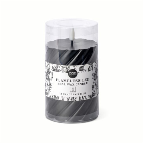 Core Home™ Small Flameless LED Swirl Pillar Wax Candle - Black Perspective: front