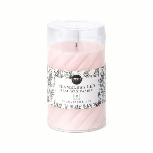 Core Home™ Small Flameless LED Swirl Pillar Wax Candle - Pink Perspective: front