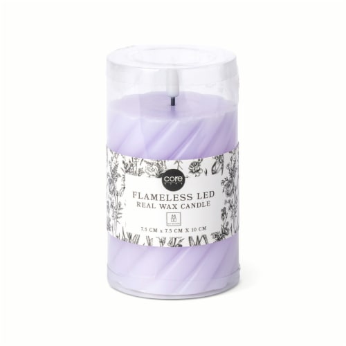 Core Home™ Small Flameless LED Swirl Pillar Wax Candle - Purple Perspective: front
