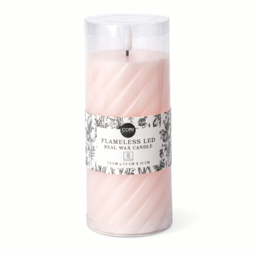 Core Home™ Large Flameless LED Swirl Pillar Wax Candle - Pink Perspective: front