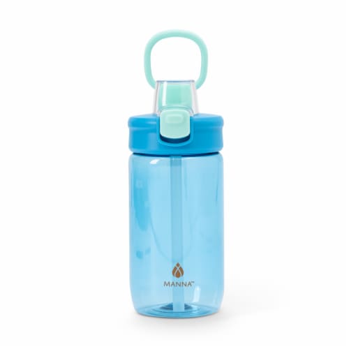Manna™ Plastic Push Bottle - Blue Perspective: front