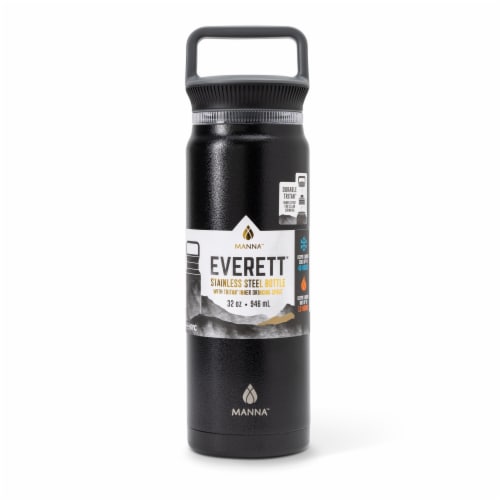 Manna™ Everett™ Stainless Steel Water Bottle - Black Perspective: front