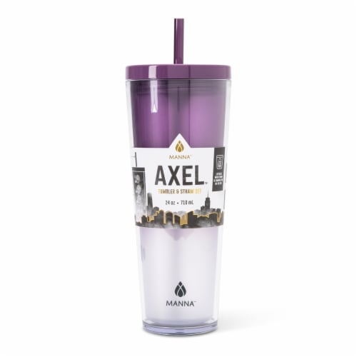 Manna™ Axel™ Plastic Tumbler & Straw Set - Purple Perspective: front