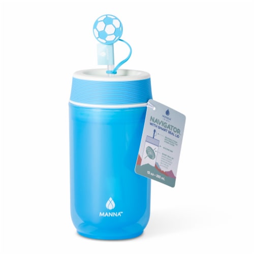 Manna™ Navigator Bottle Plastic with Soccer Ball Straw Topper Perspective: front