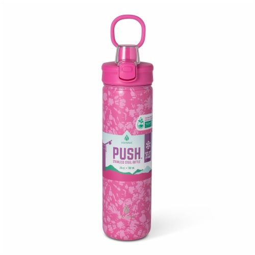 Manna™ Push™ Stainless Steel Bottle - Pink Perspective: front