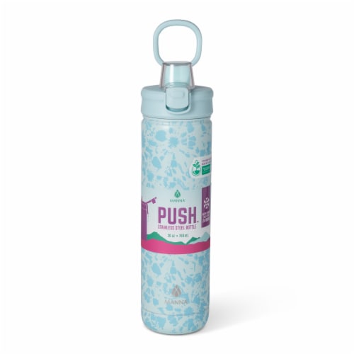 Manna™ Push™ Stainless Steel Bottle - Blue Perspective: front