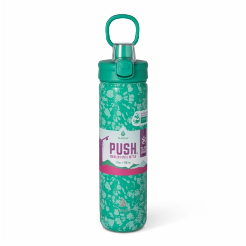 Manna™ Push™ Stainless Steel Bottle - Green Perspective: front