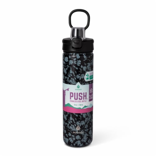 Manna™ Push™ Stainless Steel Bottle - Black Perspective: front
