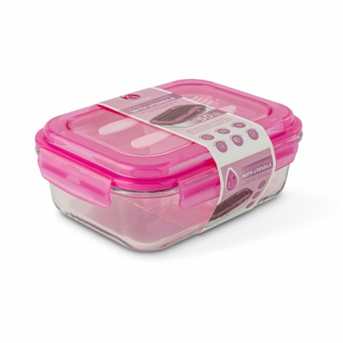 Manna™ Glass Bento Box - Pink Perspective: front