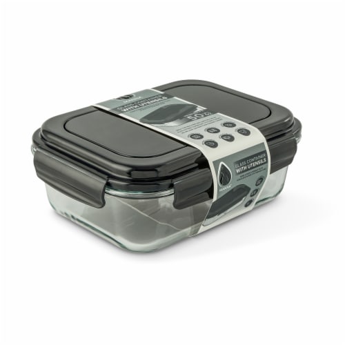 Manna™ Glass Bento Box - Black Perspective: front
