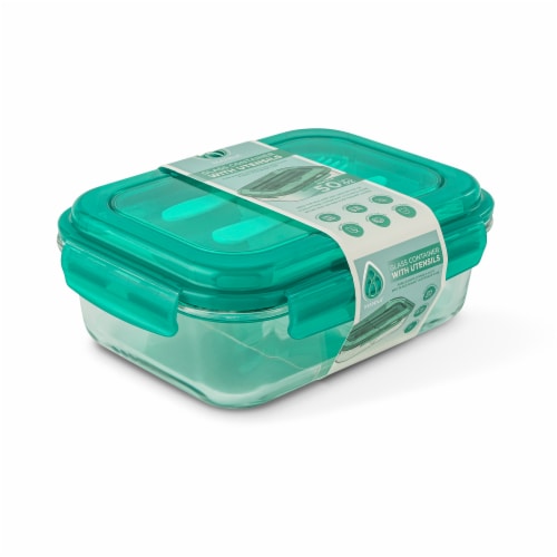 Manna™ Glass Bento Box - Teal Perspective: front