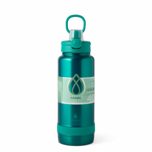 Manna™ Push Bottle - Metallic Teal Perspective: front