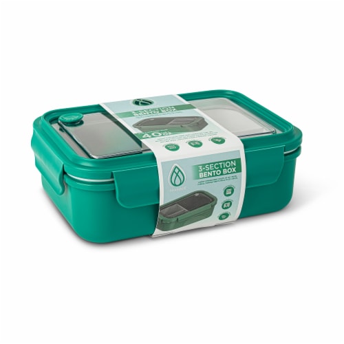 Manna™ 3-Section Bento Box - Teal Perspective: front