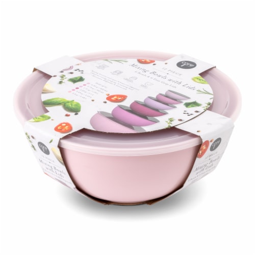 Core Kitchen 12 Piece Mixing Bowl Set With Lids - Pink Perspective: front