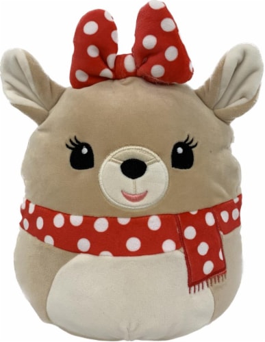 8 " Squish Rudolph Clarice Red Polka Dot Scarf Perspective: front