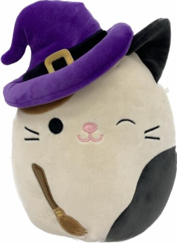 Squishmallows Calico Cat and Broomstick Halloween Plush Toy, 8 in