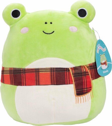 Squishmallows 10 Wendy The Green Frog with Plaid Scarf- Soft