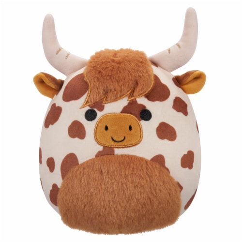 Squishmallows Highland Cow Plush Toy - Brown/White Perspective: front