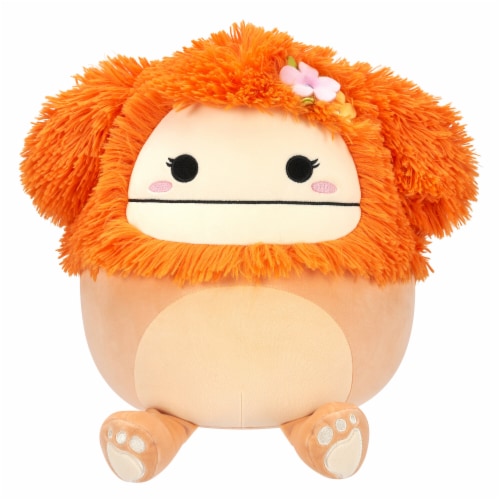 Squishmallows Orange Bigfoot With Flower Pin Plush Toy Perspective: front