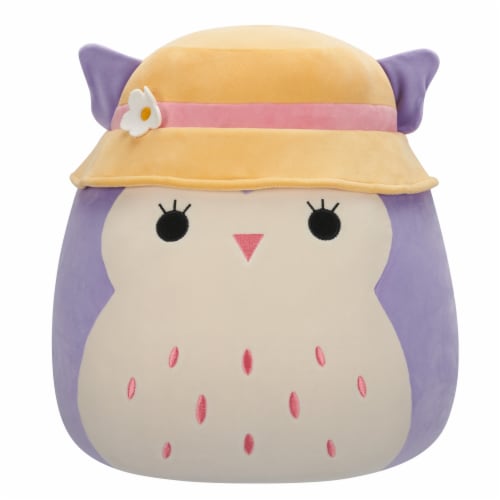Squishmallows 12" Purple Owl w/Sun Hat Perspective: front